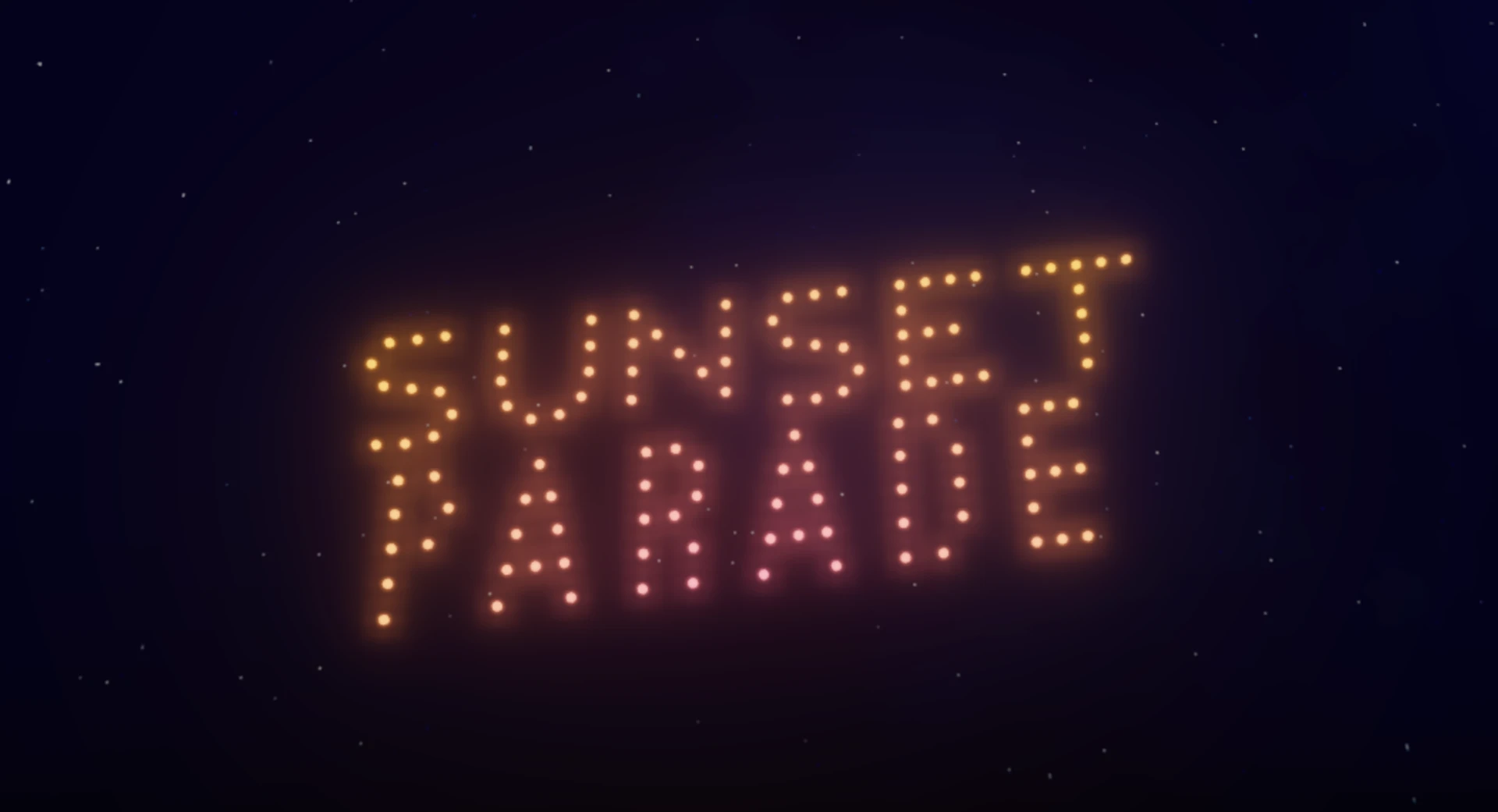 Sunset Parade escrito con drones en el cielo