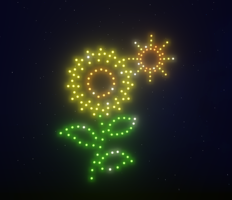 Girasol y sol formados por drones